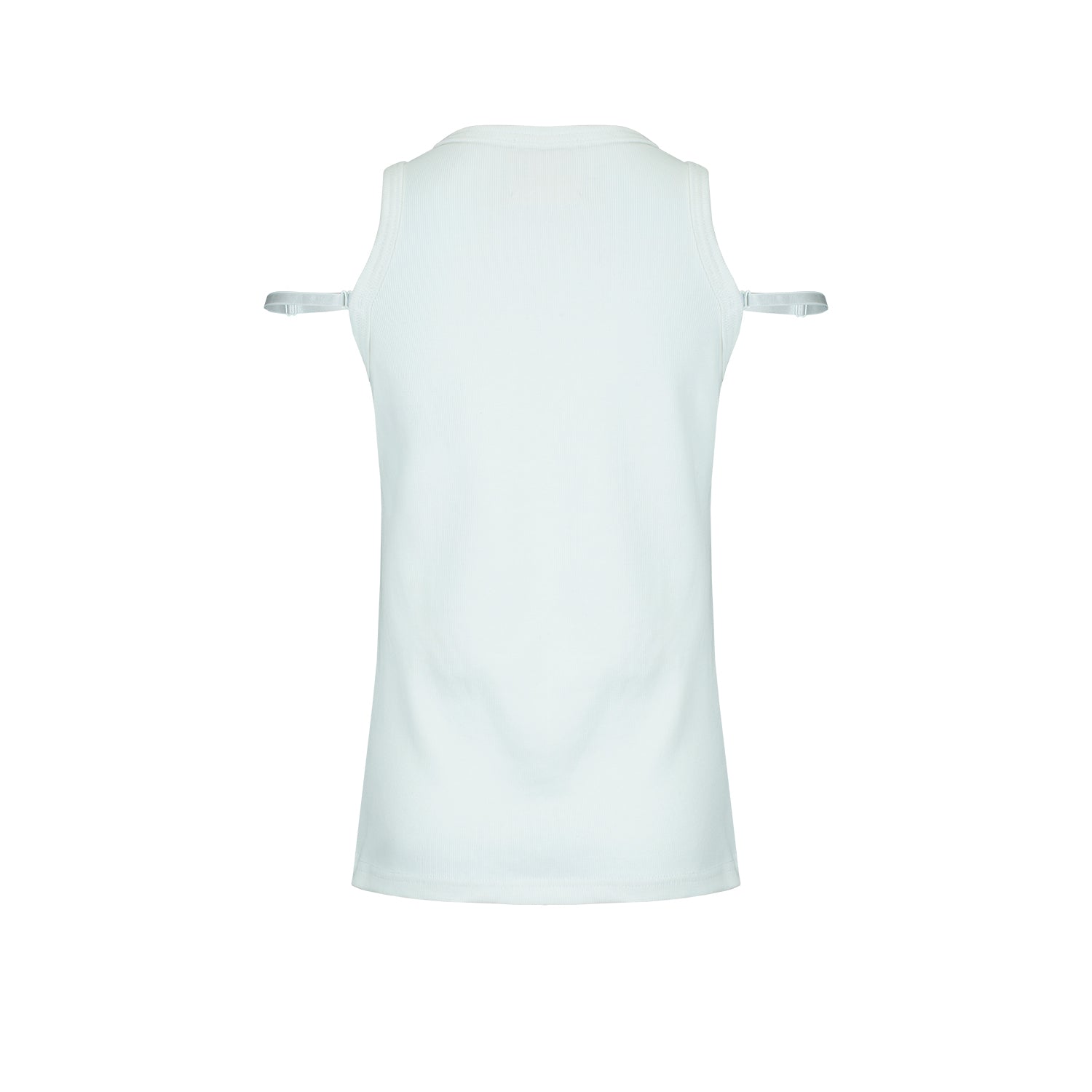 Flat-lay view of the ribbed tank top, displaying its textured material and versatile design