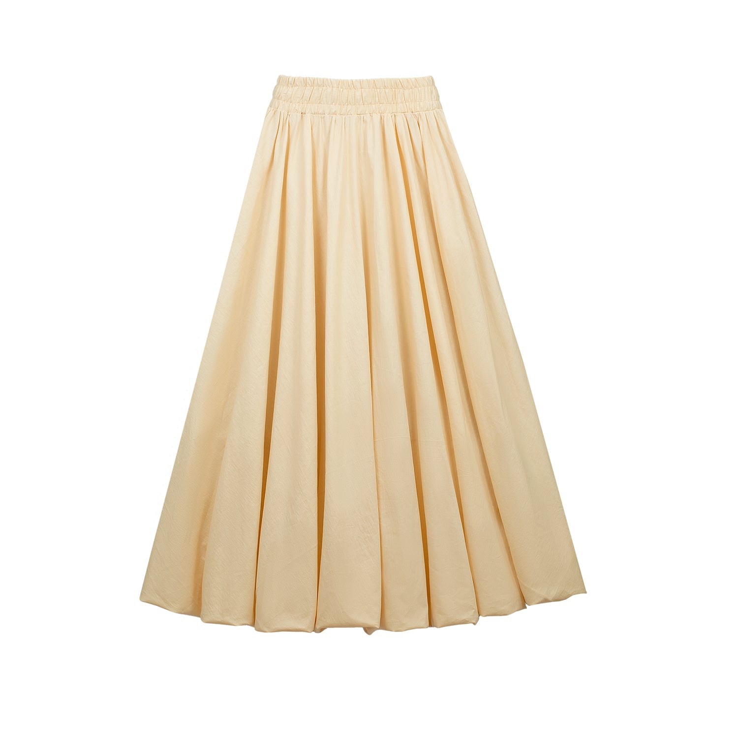 Close-up of 100% poliviscose fabric of balloon skirt, highlighting its soft texture and luxurious feel