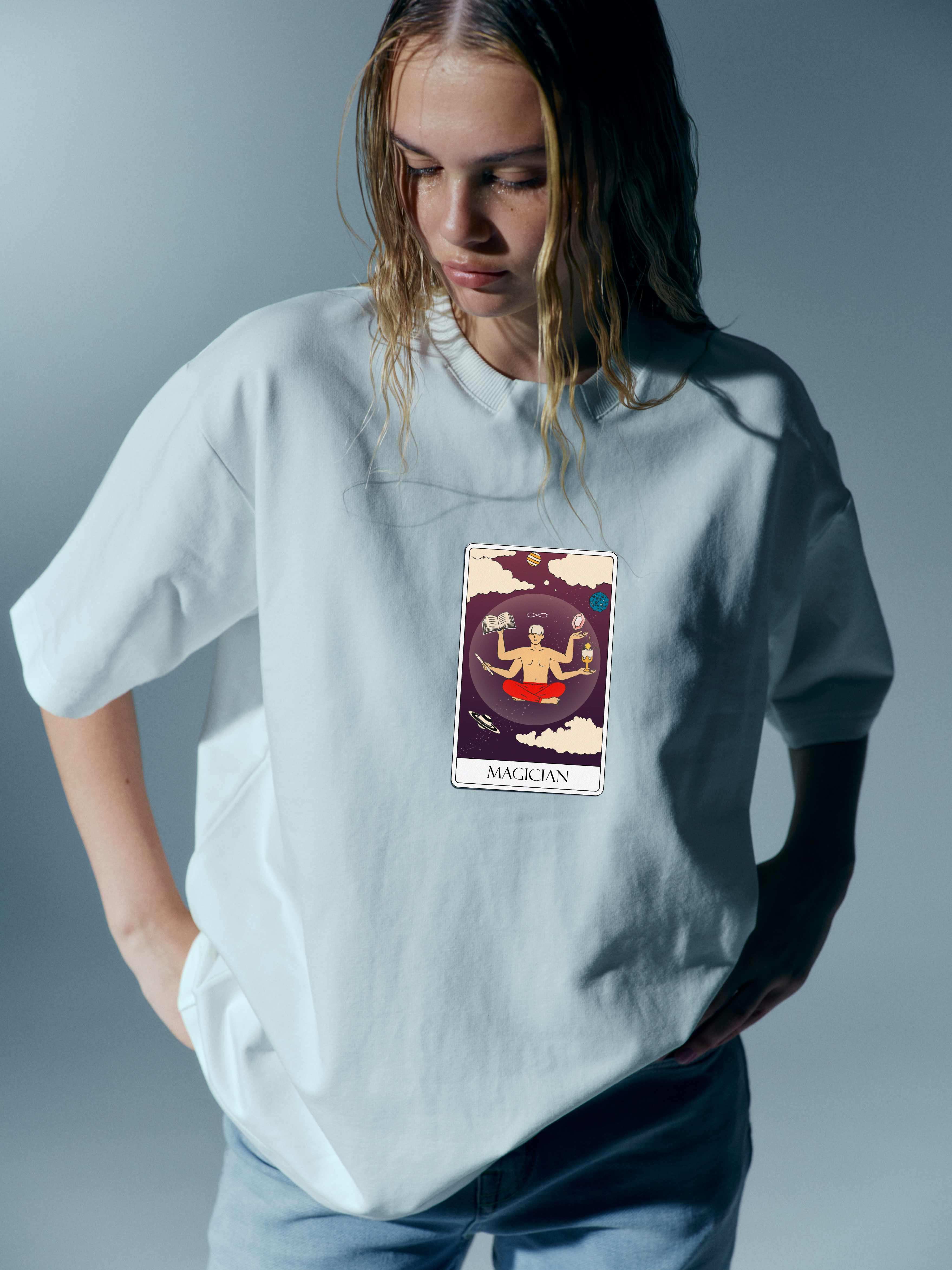 White Celestial Tee "The Moon" (m)
