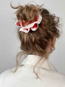 Silk hair scrunchie "Delicate red"