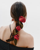 Silk hair elastic "Red Roses"